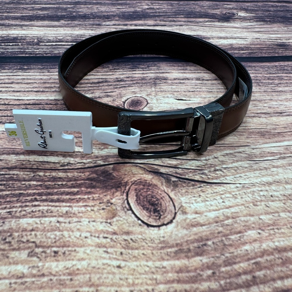NWT Robert Graham Barolo‎ Reversible Belt Size 36 Black Brown RG304893 Mens $98